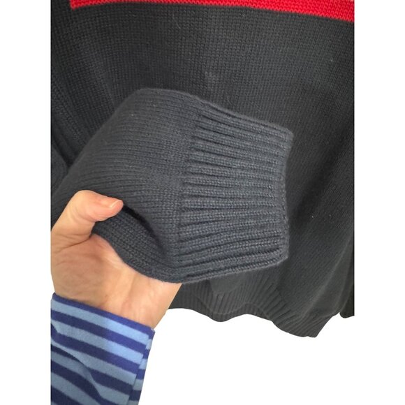 NWT Chaps Men  Iconic American Flag Sweater Navy Knit Sweater Preppy Academic XL - Picture 12 of 14